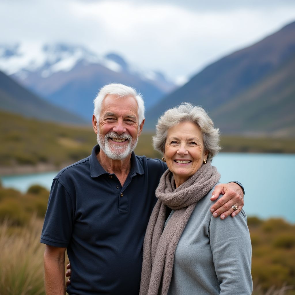 Pareja de jubilados disfrutando de su retiro en la Patagonia