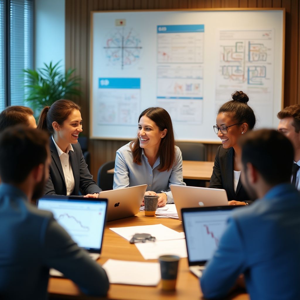 Equipo en una sesión de brainstorming