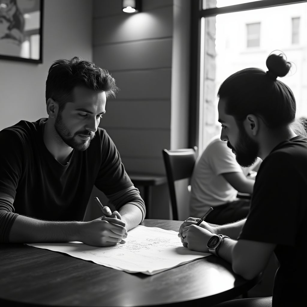 Fundadores de la empresa discutiendo estrategias